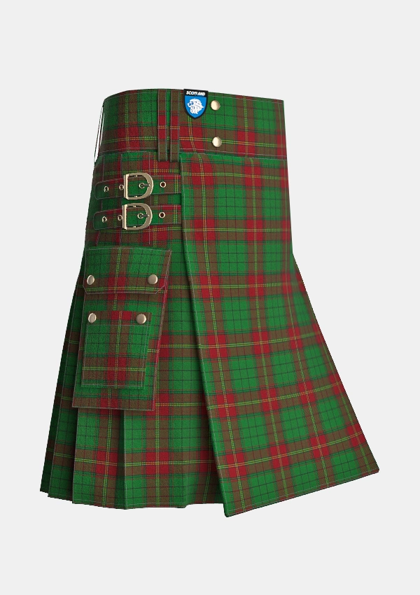 Utility_Ulster_Red_Tartan_792_kilt_side_image_with_pleated_design_and_adjustable_buckles_for_men
