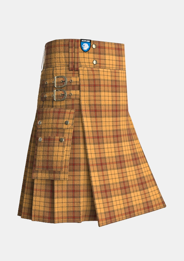 Utility_Ulster_Tartan_kilt_side_image_with_pleated_design_and_adjustable_buckles_for_men