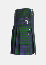 Utility_Urquhart_Logan_Tartan_774_kilt_right_image_with_pleated_design_and_adjustable_buckles_for_men