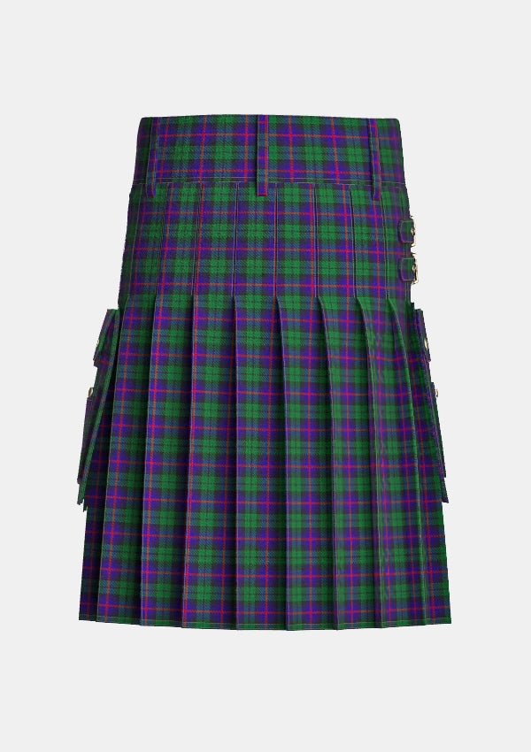 Utility_Urquhart_tartan_1086_kilt_back_image_with_pleated_design_and_adjustable_buckles_for_men