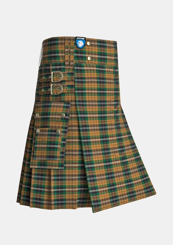 Utility_Vaughan_Tartan_6168_kilt_side_image_with_pleated_design_and_adjustable_buckles_for_men