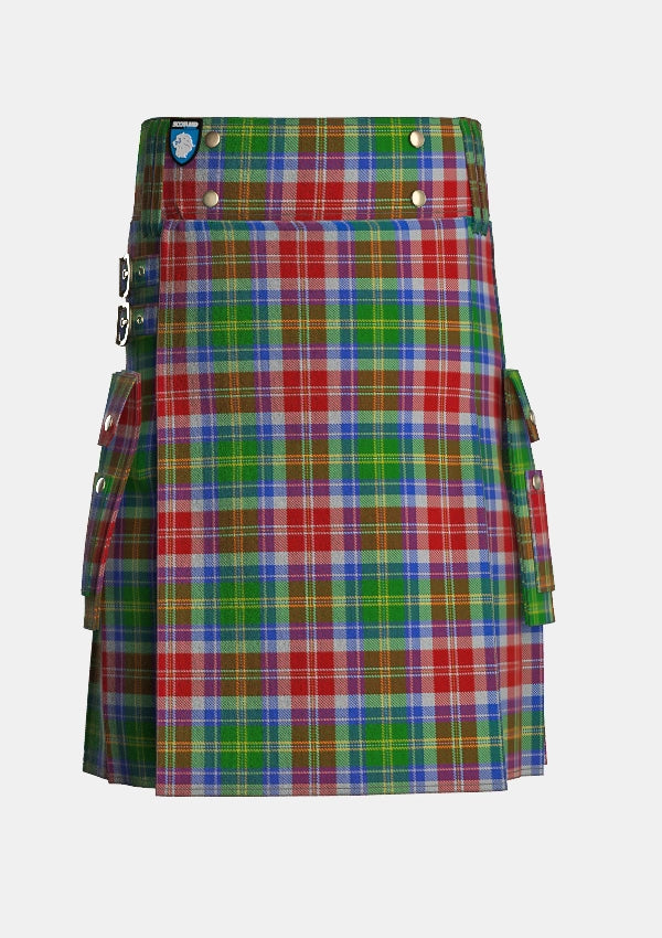 Utility_Veitch_Tartan_13071_kilt_front_image_with_pleated_design_and_adjustable_buckles_for_men