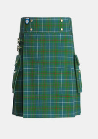 Utility_Vipont_White_line_Tartan_1479_kilt_front_image_with_pleated_design_and_adjustable_buckles_for_men