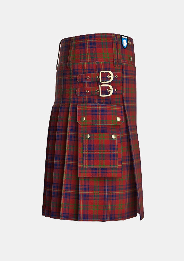 Utility_Walker_Evening_tartan_2068_kilt_right_image_with_pleated_design_and_adjustable_buckles_for_men