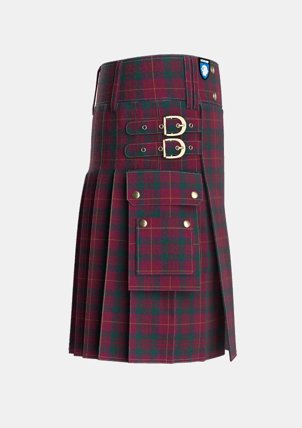 Utility_Wanstall_Tartan_6099_kilt_right_image_with_pleated_design_and_adjustable_buckles_for_men