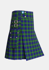 Utility_Wartley_Hunting_Tartan_4338_kilt_side_image_with_pleated_design_and_adjustable_buckles_for_men