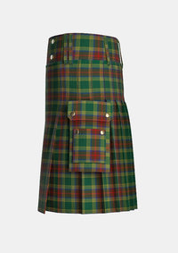 Utility_Waterford_County_Tartan_2255_kilt_left_image_with_pleated_design_and_adjustable_buckles_for_men