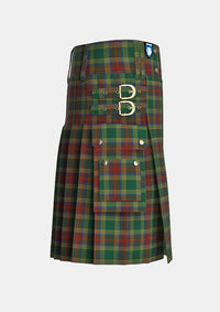 Utility_Waterford_County_Tartan_2255_kilt_right_image_with_pleated_design_and_adjustable_buckles_for_men