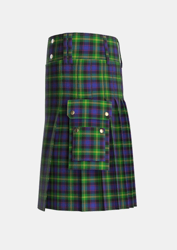 Utility_Watson_2_Tartan_307_kilt_left_image_with_pleated_design_and_adjustable_buckles_for_men