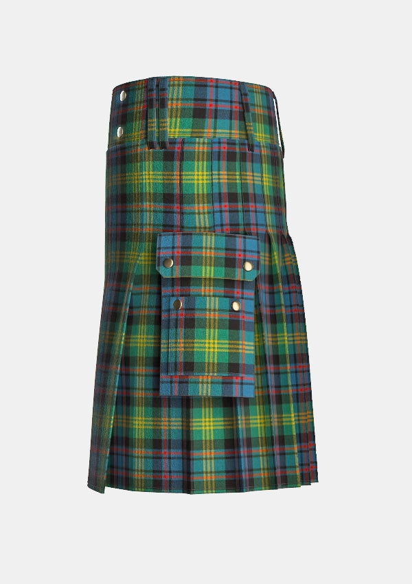Utility_Watson_tartan_kilt_left_image_with_pleated_design_and_adjustable_buckles_for_men