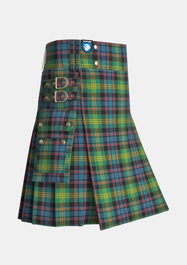 Utility_Watson_tartan_kilt_side_image_with_pleated_design_and_adjustable_buckles_for_men