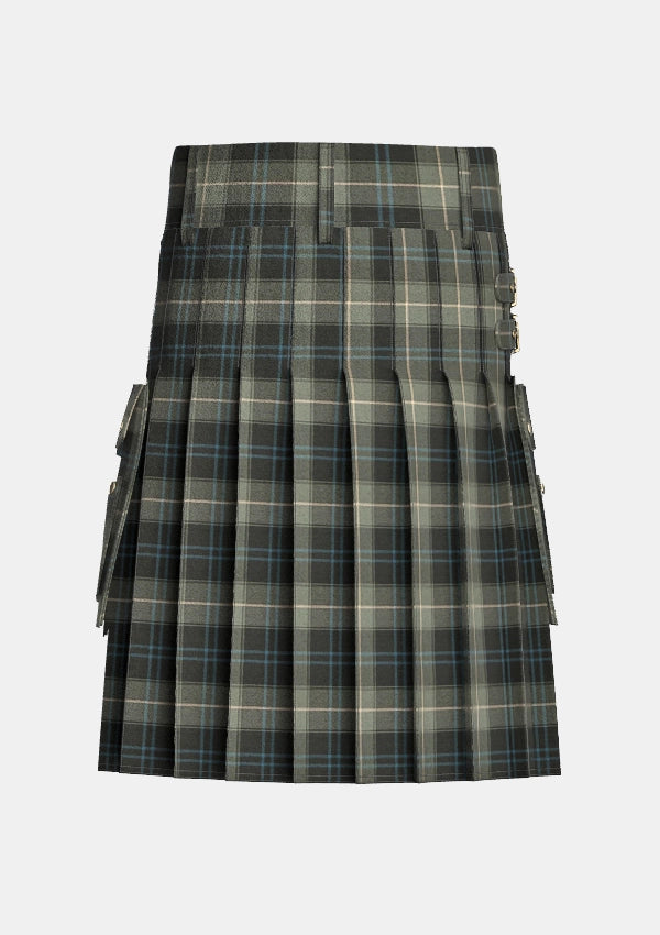 Utility_Weathered_Patriot_tartan_kilt_back_image_with_pleated_design_and_adjustable_buckles_for_men
