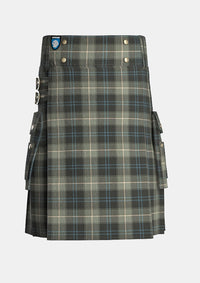 Utility_Weathered_Patriot_tartan_kilt_front_image_with_pleated_design_and_adjustable_buckles_for_men