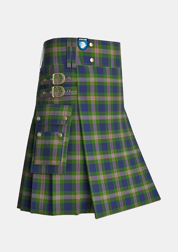 Utility_Wells_Tartan_11106_kilt_side_image_with_pleated_design_and_adjustable_buckles_for_men