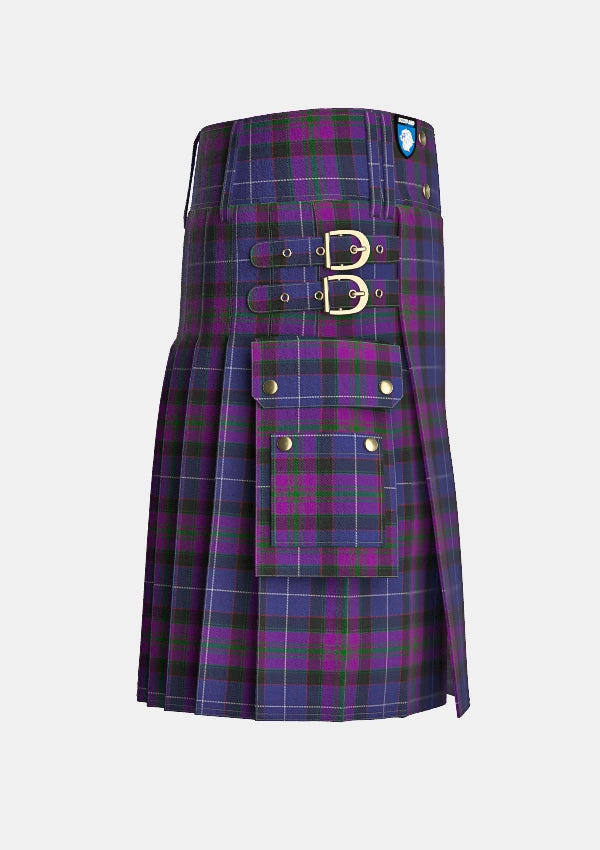 Utility_Western_Isles_tartan_7463_kilt_right_image_with_pleated_design_and_adjustable_buckles_for_men