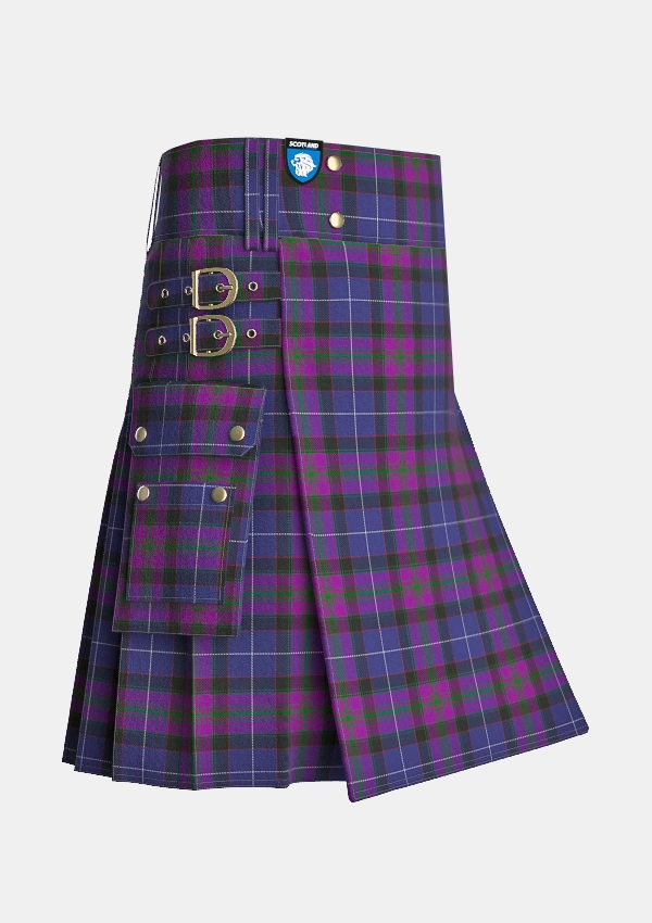 Utility_Western_Isles_tartan_7463_kilt_side_image_with_pleated_design_and_adjustable_buckles_for_men