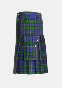 Utility_Whitworth_2003_Tartan_6052_kilt_left_image_with_pleated_design_and_adjustable_buckles_for_men