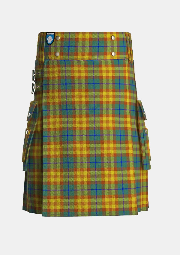 Utility_Wild_Mustard_Dreams_Tartan_10933_kilt_front_image_with_pleated_design_and_adjustable_buckles_for_men
