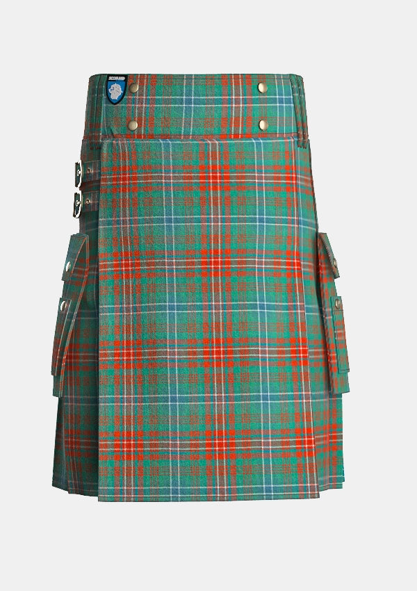 Utility_Wilson_tartan_kilt_front_image_with_pleated_design_and_adjustable_buckles_for_men