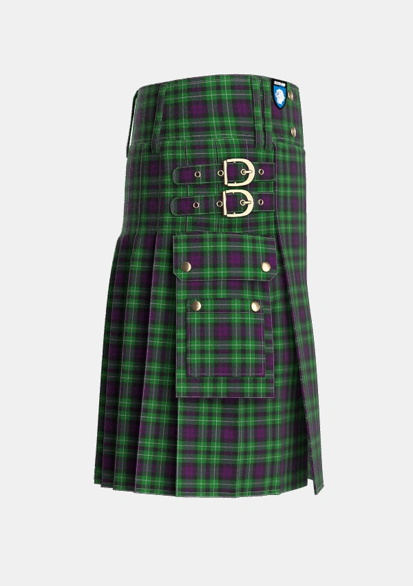 Utility_Wilsons_No064_2_Tartan_1043_kilt_right_image_with_pleated_design_and_adjustable_buckles_for_men