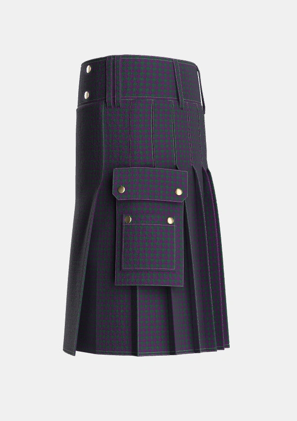 Utility_Wilsons_No211_Tartan_116_kilt_left_image_with_pleated_design_and_adjustable_buckles_for_men