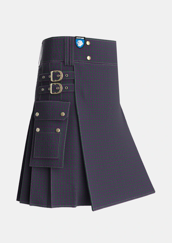 Utility_Wilsons_No211_Tartan_116_kilt_side_image_with_pleated_design_and_adjustable_buckles_for_men