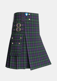 Utility_Wilsons_No230_Tartan_5587_kilt_side_image_with_pleated_design_and_adjustable_buckles_for_men