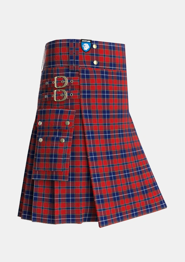 Utility_Wishart_Dress_Tartan_2104_kilt_side_image_with_pleated_design_and_adjustable_buckles_for_men