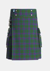 Utility_Wood_Clan_Family_Tartan_6630_kilt_front_image_with_pleated_design_and_adjustable_buckles_for_men