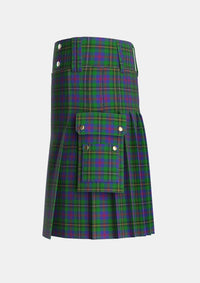 Utility_Wood_Clan_Family_Tartan_6630_kilt_left_image_with_pleated_design_and_adjustable_buckles_for_men