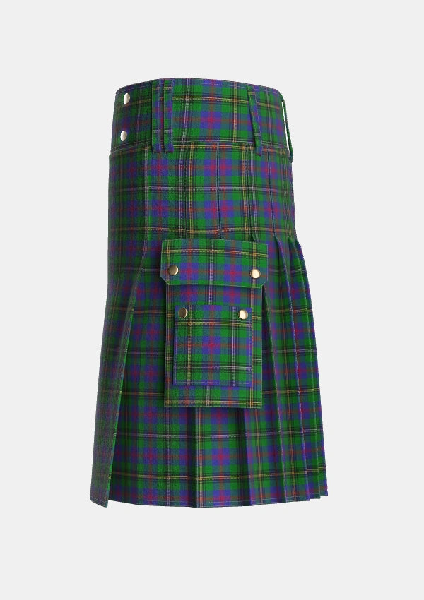 Utility_Wood_Clan_Family_Tartan_6630_kilt_left_image_with_pleated_design_and_adjustable_buckles_for_men