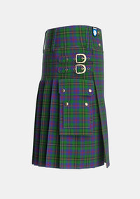 Utility_Wood_Clan_Family_Tartan_6630_kilt_right_image_with_pleated_design_and_adjustable_buckles_for_men