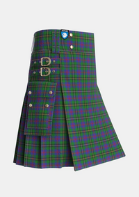 Utility_Wood_Clan_Family_Tartan_6630_kilt_side_image_with_pleated_design_and_adjustable_buckles_for_men