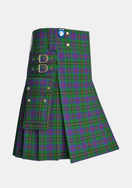 Utility_Wood_Tartan_6630_kilt_side_image_with_pleated_design_and_adjustable_buckles_for_men