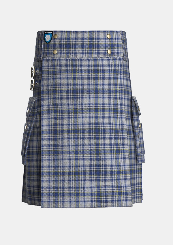 Utility_Yorkshire_Tartan_3151_kilt_front_image_with_pleated_design_and_adjustable_buckles_for_men