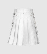 White Leather Kilt Back