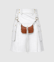 White Leather Kilt Front
