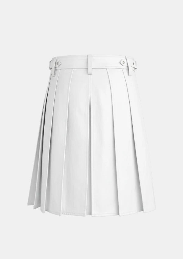 White Leather Kilt Back
