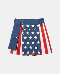 Women American Flag Traditional Cotton Utility Kilt Front