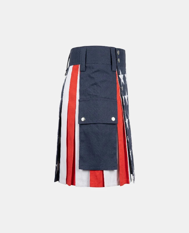 Women American Flag Traditional Cotton Utility Kilt Right Side