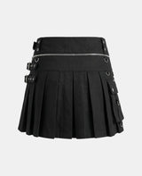 Women Black Gothic Utility Kilt Back