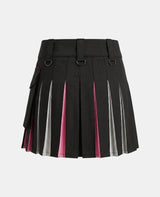 Women Black Multi-Color Pleated Rainbow Kilt Back