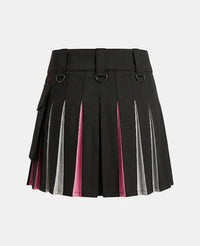 Women Black Multi-Color Pleated Rainbow Kilt Back