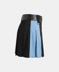 Women Black Multi-Color Pleated Rainbow Kilt Right Side