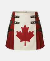 Women Canadian Flag Cotton Hybrid Utility Kilt Front