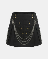 Women Gothic Utility Kilt With Chains Front