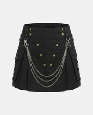 Women Gothic Utility Kilt With Chains Front