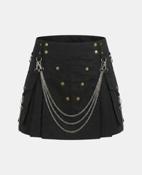 Women Gothic Utility Kilt With Chains Front
