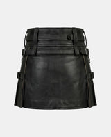 Women Leather Rainbow Kilt With Ring Straps Back