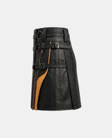 Women Leather Rainbow Kilt With Ring Straps Left Side